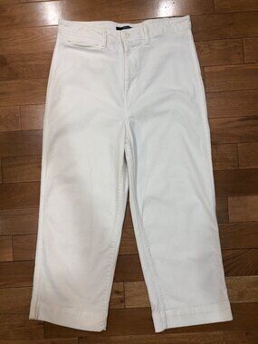 Quince Cotton Stretch High Waist Cropped White Pants Size 32